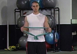 Resistance band tied in a loop and ready for a workout